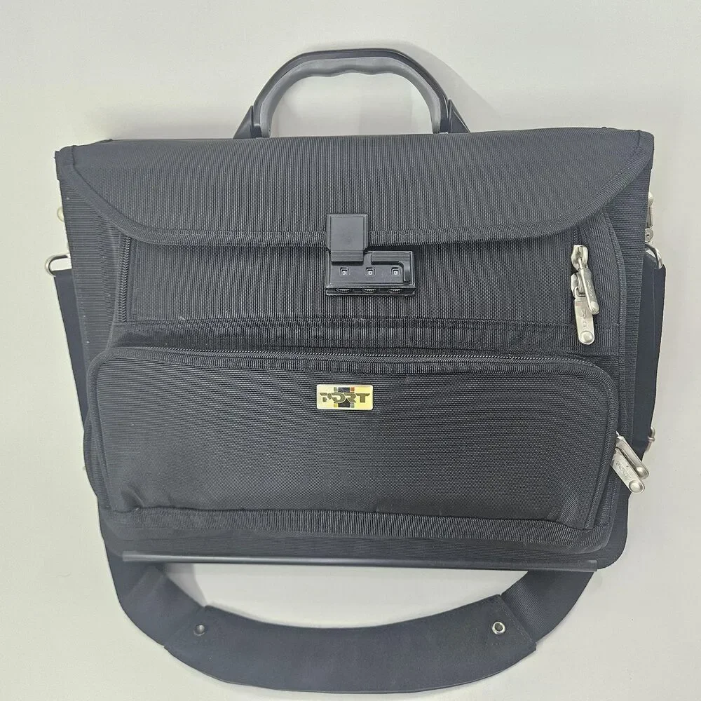 PORT Black Nylon Briefcase Laptop Messenger with Combo and instructions